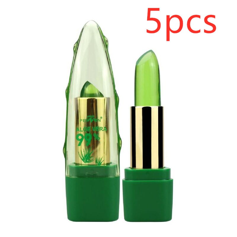 aloe vera gel color changing lipstick gloss moisturizer anti-drying desalination fine-grain lip blam care - Aloe Vera Gel Color Changing Lipstick Gloss Moisturizer Anti - drying Desalination Fine - grain Lip Blam Care 5 Piece Pack Pack