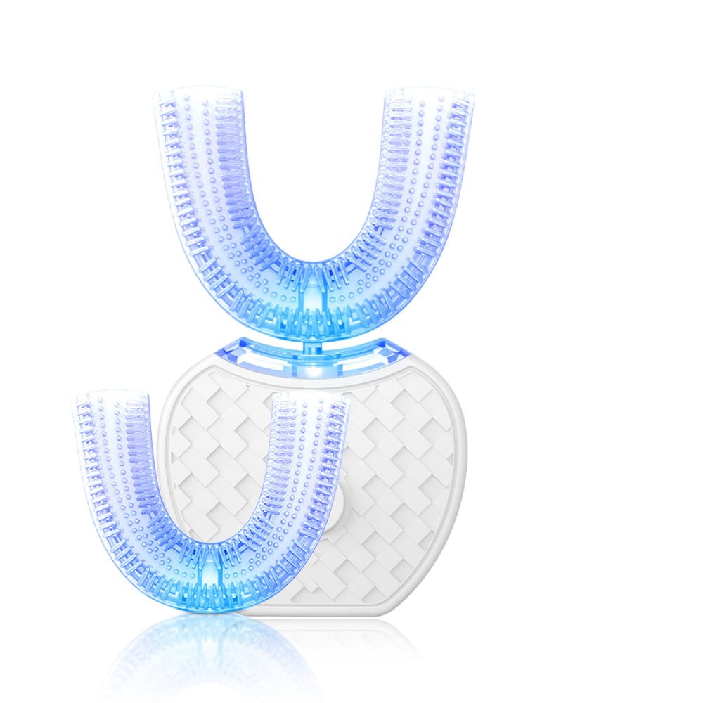 360 degrees intelligent automatic electric toothbrush waterproof u type tooth brush whitening blue light usb charging - 360 Degrees Intelligent Automatic Electric Toothbrush Waterproof U Type Tooth Brush Whitening Blue Light USB Charging White head box set