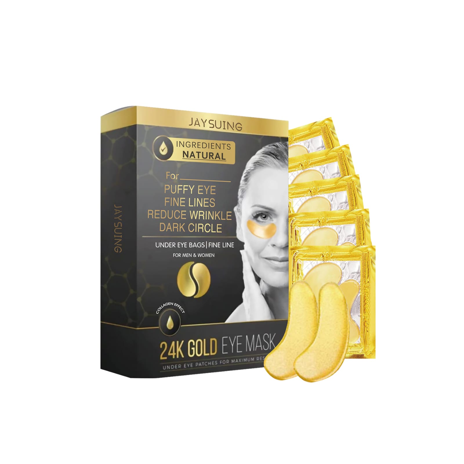 jaysuing 24k gold eye mask fades fine lines, dark circles, hydrates & firms eye masks - 1 Piece