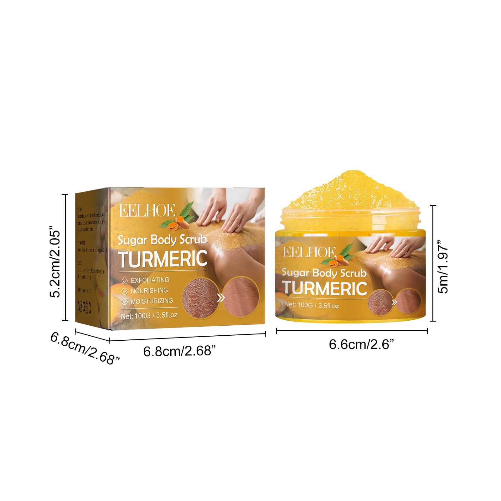 eelhoe turmeric body scrub lightens acne marks, moisturizes, refreshes, smoothes, rejuvenates, cleanses & exfoliates body scrubs - 1 Piece