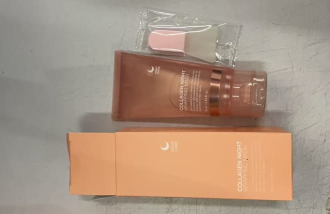 face night mask collagen wrapping mask natural ingredients firming elasticity & hydration anti-wrinkle for skin care - Face Night Mask Collagen Wrapping Mask Natural Ingredients Firming Elasticity & Hydration Anti - wrinkle For Skin Care 75ml No label 75ml with brush