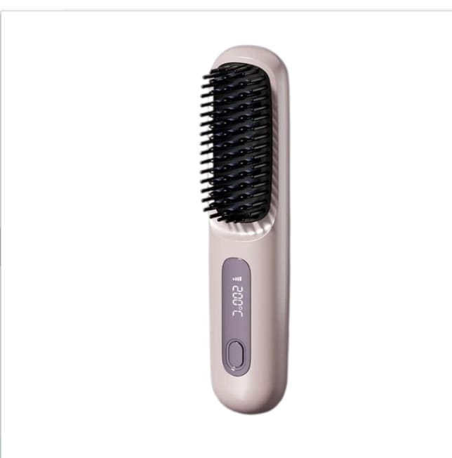 2 in 1 straight hair comb wireless hair straightener brush hair fast heating portable hot curler usb charging - 2 In 1 Straight Hair Comb Wireless Hair Straightener Brush Hair Fast Heating Portable Hot Curler USB Charging Purple
