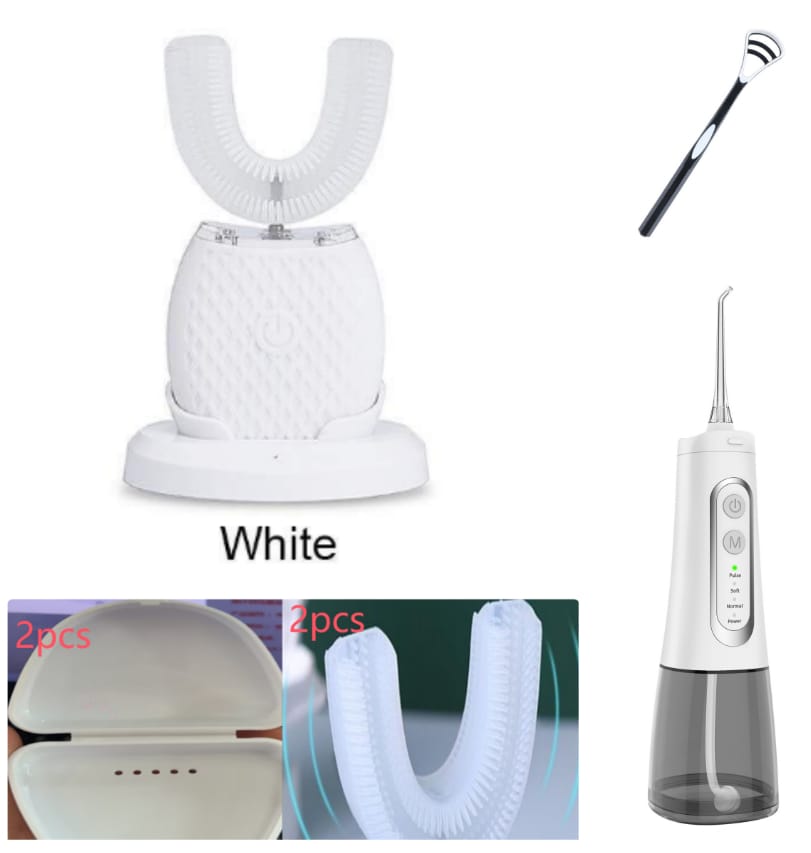 360 degrees intelligent automatic electric toothbrush waterproof u type tooth brush whitening blue light usb charging - 360 Degrees Intelligent Automatic Electric Toothbrush Waterproof U Type Tooth Brush Whitening Blue Light USB Charging Set10