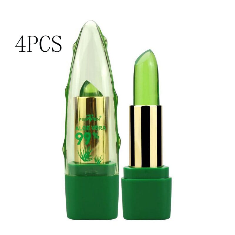 aloe vera gel color changing lipstick gloss moisturizer anti-drying desalination fine-grain lip blam care - Aloe Vera Gel Color Changing Lipstick Gloss Moisturizer Anti - drying Desalination Fine - grain Lip Blam Care 4 Piece Pack Pack